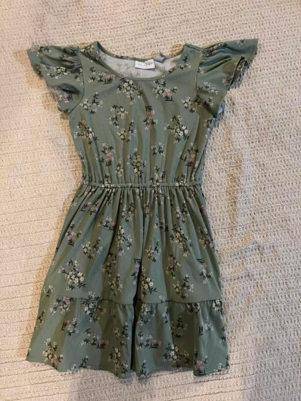 The Children's Place Sage Green Floral Ruffle Sleeve Dress